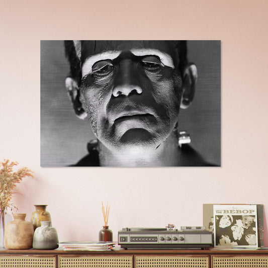 Frankensteins Monster Close up Brushed Aluminium Print Wall Art