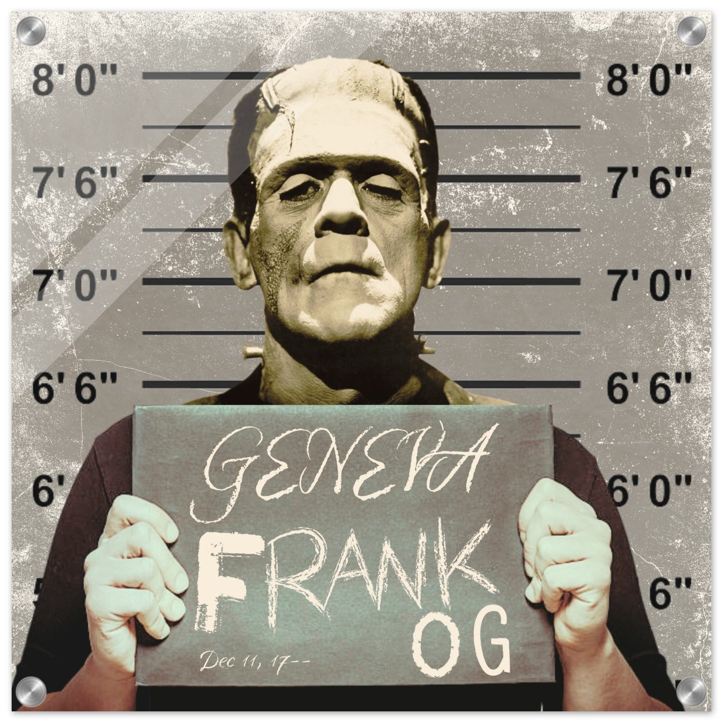 Frankensteins monster Mug Shot Acrylic Print