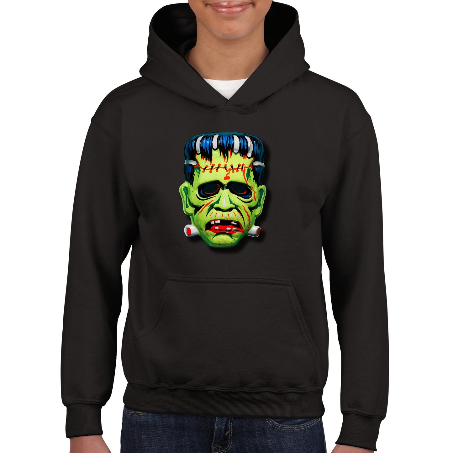 Frankenstein Head Mask Halloween Scary Classic Kids Pullover Hoodie FREE UK SHIPPING