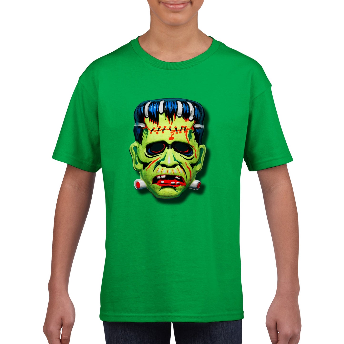 Classic Kids Frankenstein mask T-shirt Halloween Scary FREE UK SHIPPING