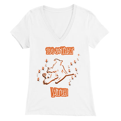 "100% That Witch" Premium Womens V-Neck T-shirt