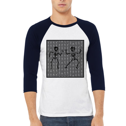 Skeleton dancing in the rain Unisex 3/4 sleeve Raglan T-shirt