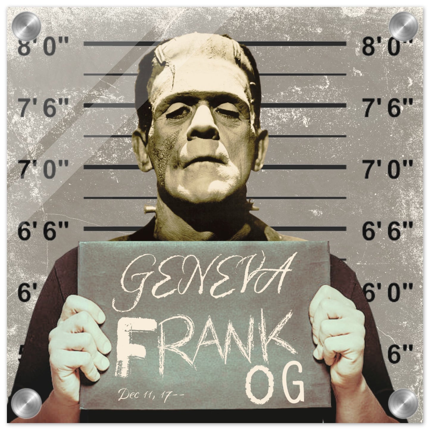 Frankensteins monster Mug Shot Acrylic Print