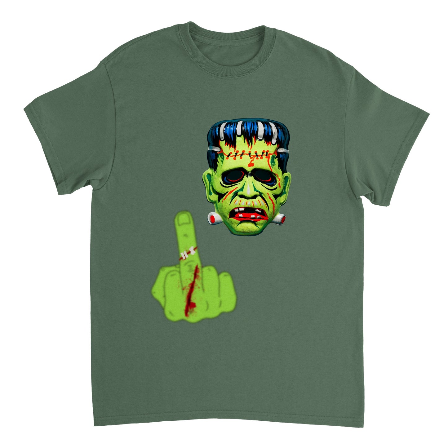 Frankenstein Horror Movie Halloween flip the bird T-Shirt FREE UK SHIPPING