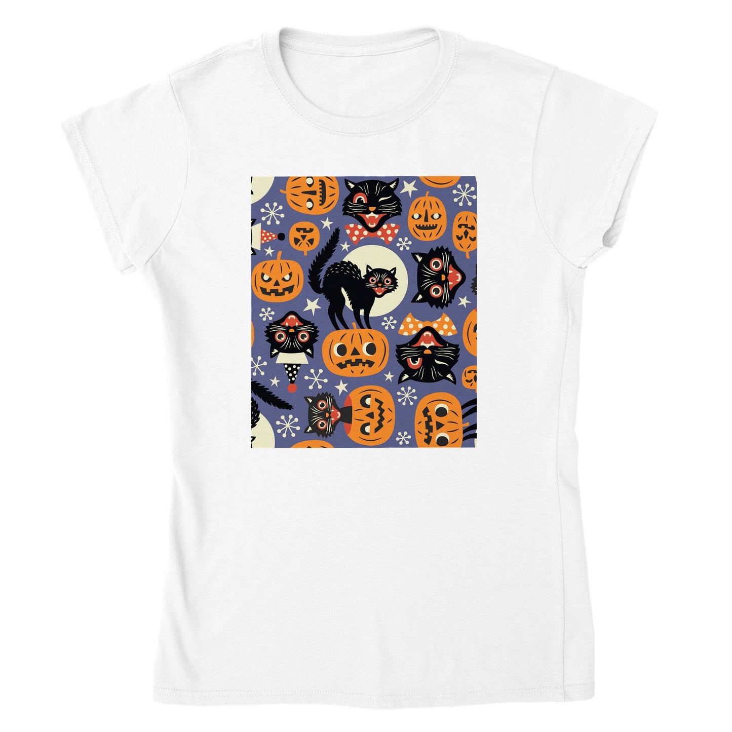 Black Cats & Pumpkins Womens Crewneck T-shirt