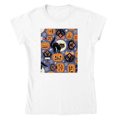 Black Cats & Pumpkins Womens Crewneck T-shirt