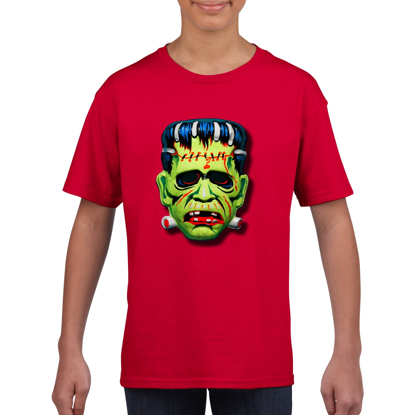 Classic Kids Frankenstein mask T-shirt Halloween Scary FREE UK SHIPPING