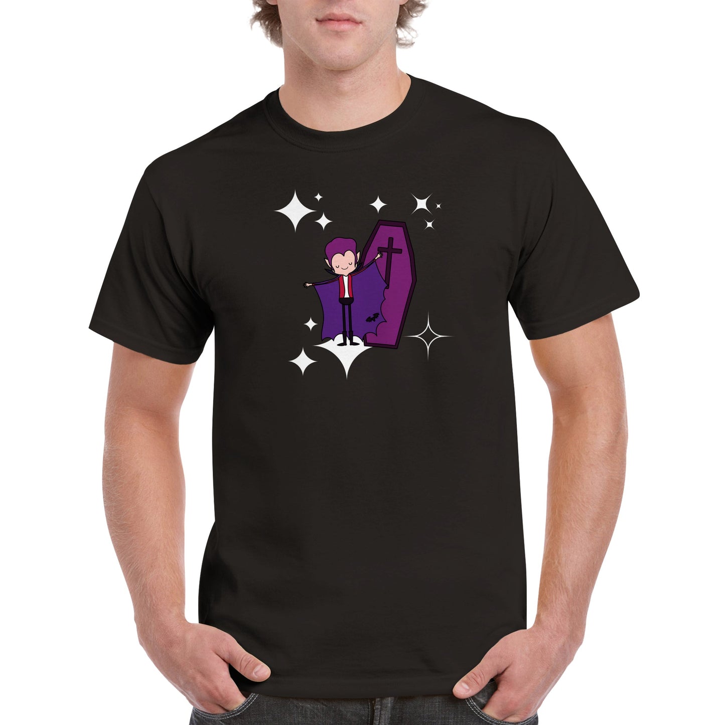 Tiny Starry Vampire design Halloween T-Shirt FREE UK SHIPPING