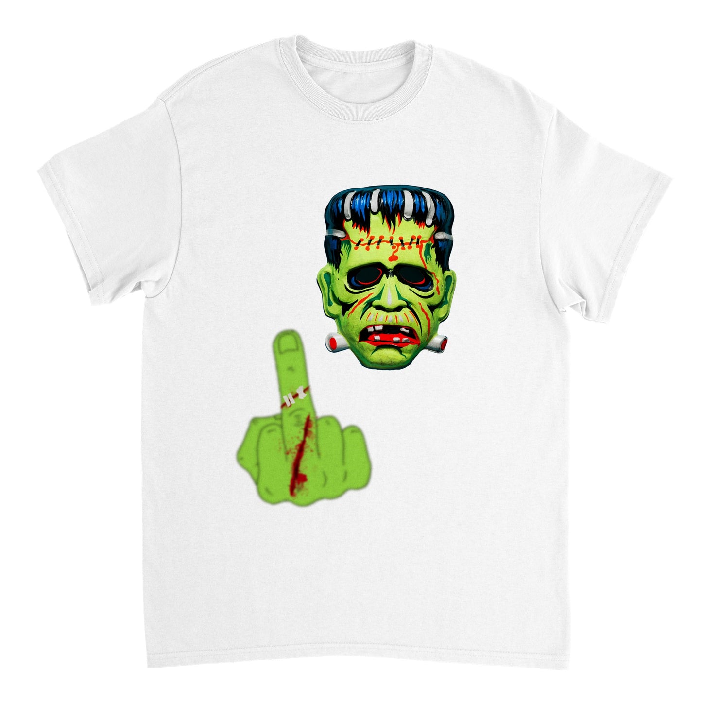 Frankenstein Horror Movie Halloween flip the bird T-Shirt FREE UK SHIPPING