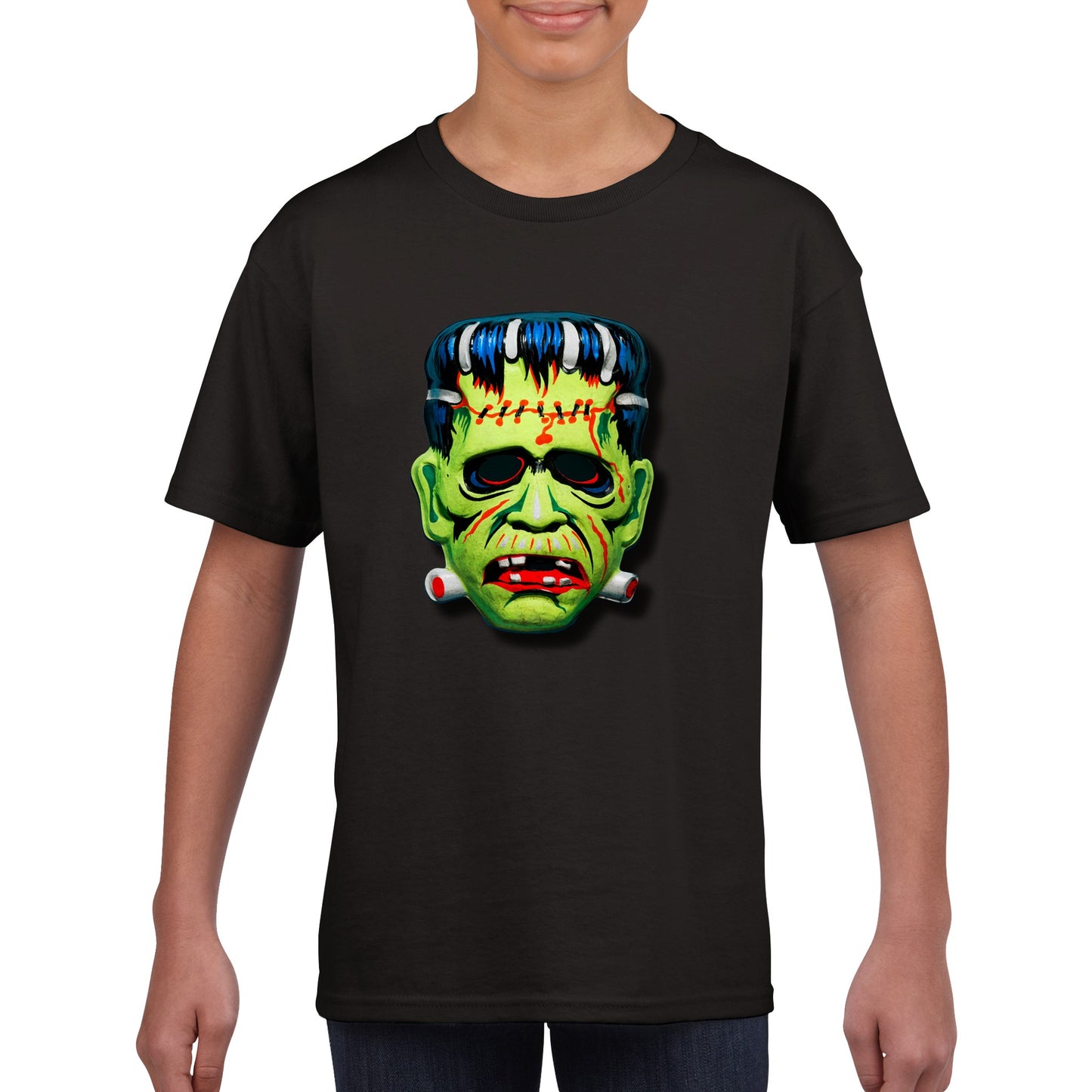 Classic Kids Frankenstein mask T-shirt Halloween Scary FREE UK SHIPPING