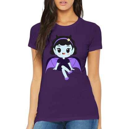 Cute Cartoon Vampire Girl - Unique HorrorChic Boutique Art Premium Womens T-shirt FREE UK SHIPPING