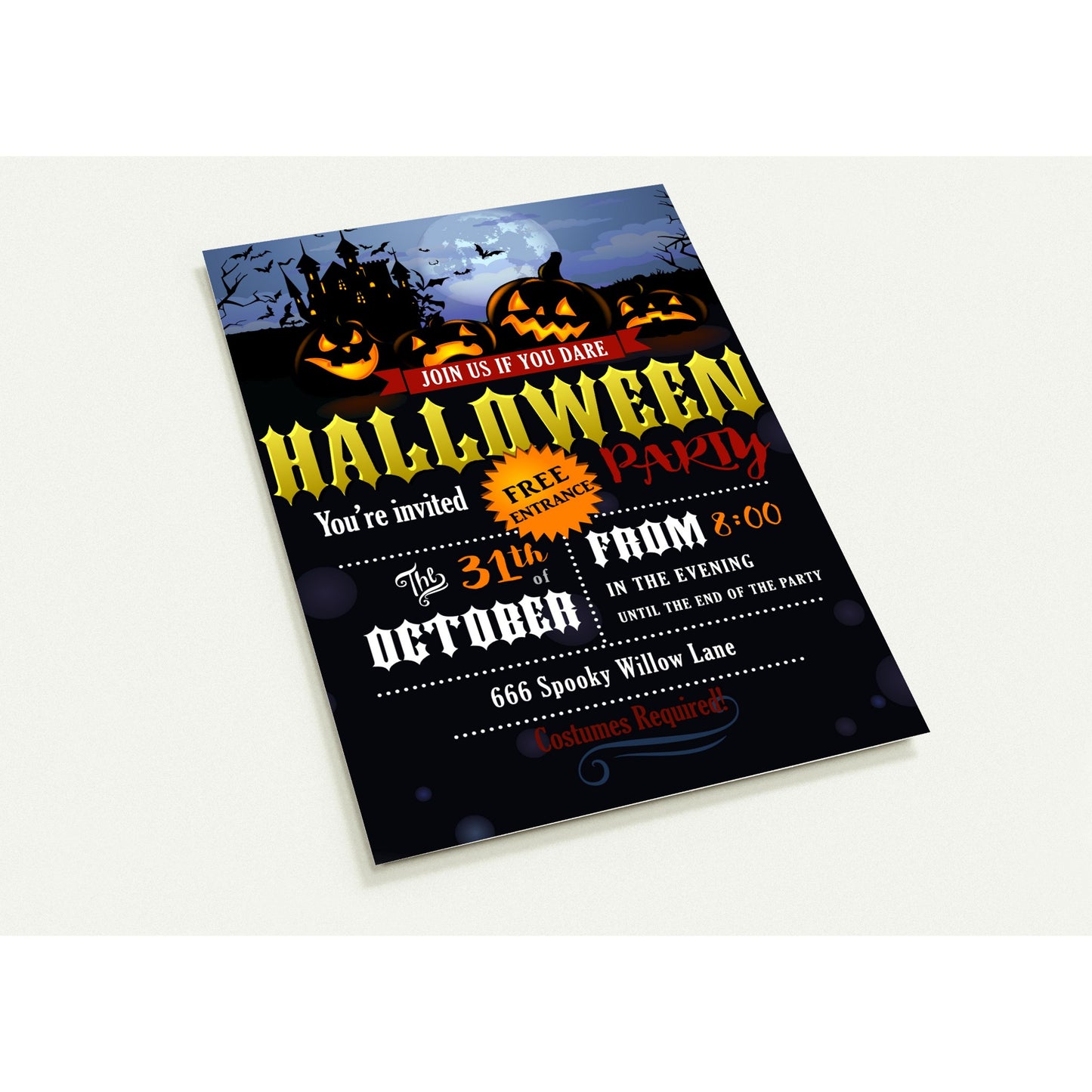 Halloween part invites Pack of 10 Postcards (2-sided, No envelopes) FREE UK SHIPPING